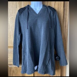 NWT Logo Life by Lori Goldstein French Terry Hoodie Charcoal Gray Size Small